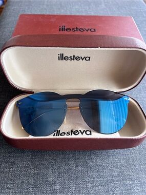 Illesteva NWT Leonard II Mask Rimless Sunglasses Gold Metal Handmade In Italy
